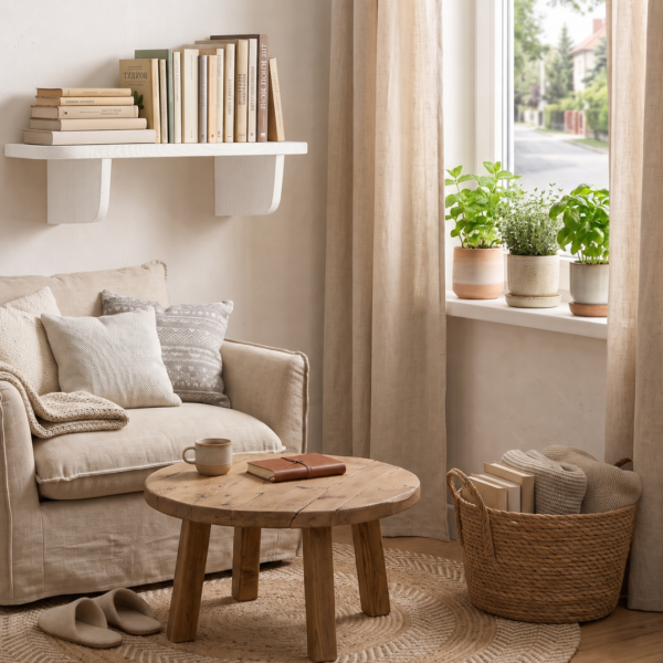 Półka drewniana ścienna 45 cm biała – minimalistyczna półka na ścianę
