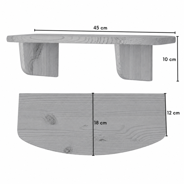 Półka drewniana ścienna 45 cm szara – minimalistyczna półka na ścianę