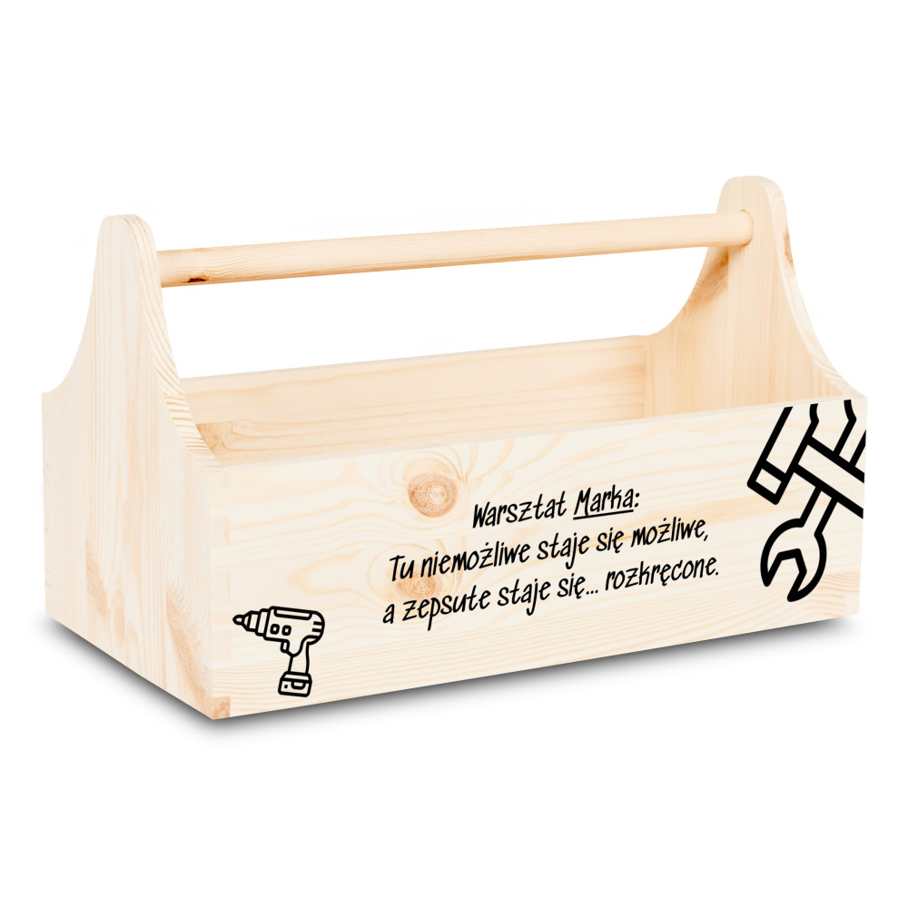 Drewniane nosidełko na narzędzia 34x18x20,5 cm – narzędziownik