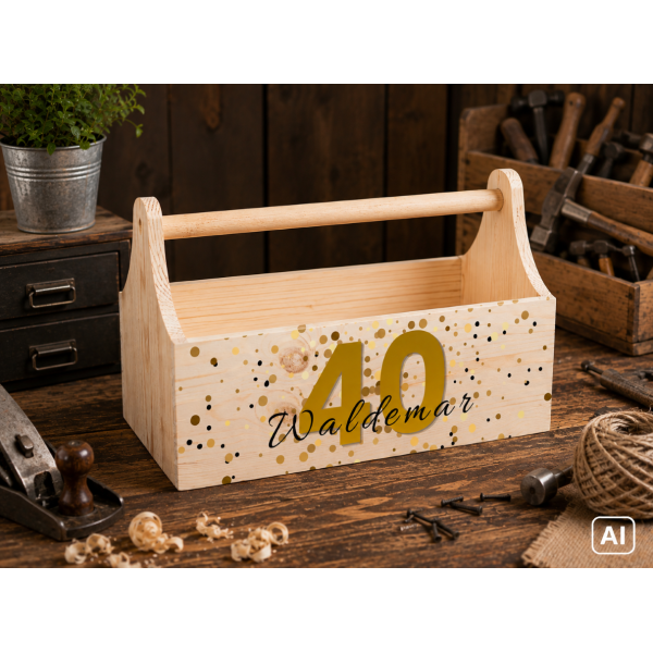 Drewniane nosidełko na narzędzia 34x18x20,5 cm – narzędziownik