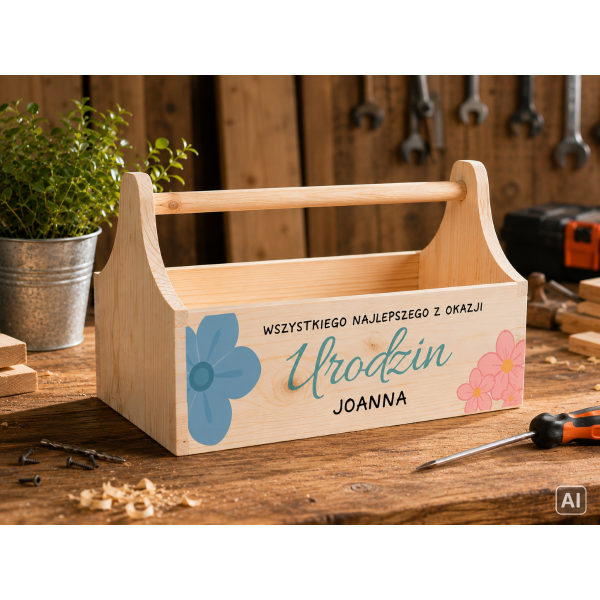 Drewniane nosidełko na narzędzia 34x18x20,5 cm – narzędziownik