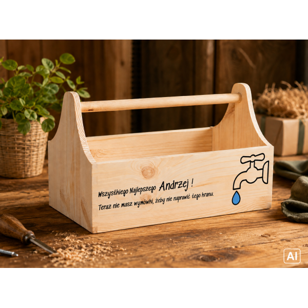 Drewniane nosidełko na narzędzia 34x18x20,5 cm – narzędziownik.