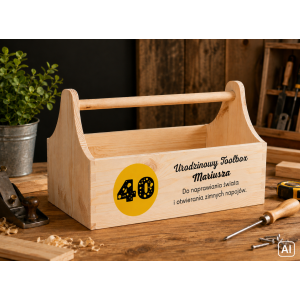 Drewniane nosidełko na narzędzia 34x18x20,5 cm – narzędziownik