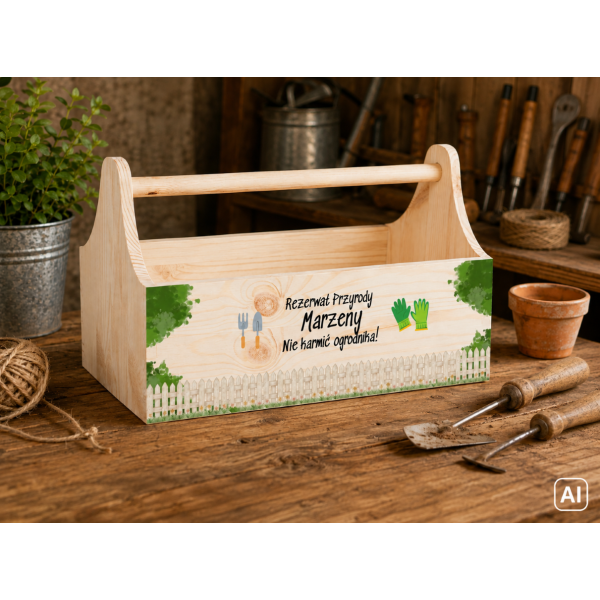 Drewniane nosidełko na narzędzia 34x18x20,5 cm – narzędziownik