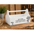 Drewniane nosidełko na narzędzia z nadrukiem UV 34x18x20,5 cm – biały narzędziownik