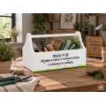 Drewniane nosidełko na narzędzia z nadrukiem UV 34x18x20,5 cm – biały narzędziownik
