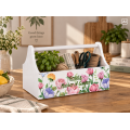 Drewniane nosidełko na narzędzia z nadrukiem UV 34x18x20,5 cm – biały narzędziownik