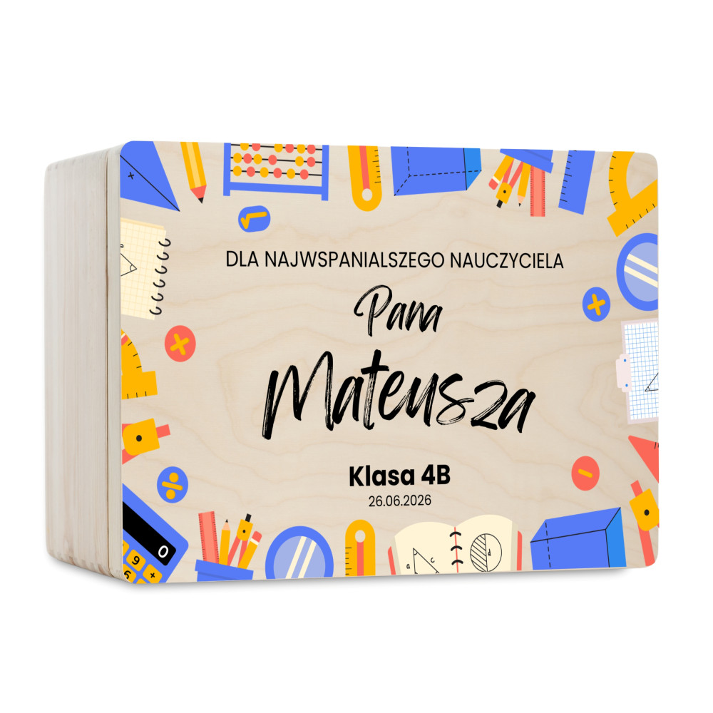 Personalizowane pudełko na Dzień Nauczyciela z nadrukiem UV 30x20x13,5 cm