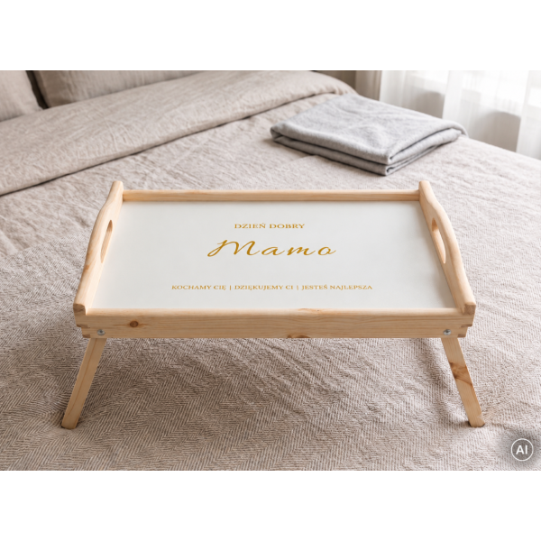 Personalizowana tacka śniadaniowa do łóżka z nadrukiem UV 51x32x24 cm
