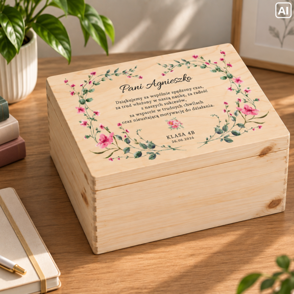 Personalizowane pudełko na Dzień Nauczyciela z nadrukiem UV 30x20x13,5 cm