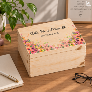 Personalizowane pudełko na Dzień Nauczyciela z nadrukiem UV 30x20x13,5 cm