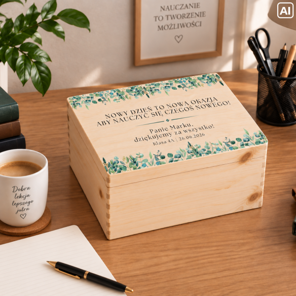 Personalizowane pudełko na Dzień Nauczyciela z nadrukiem UV 30x20x13,5 cm