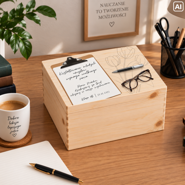 Personalizowane pudełko na Dzień Nauczyciela z nadrukiem UV 30x20x13,5 cm