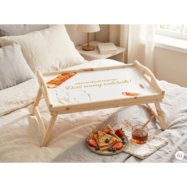 Personalizowana tacka śniadaniowa do łóżka z nadrukiem UV 51x32x24 cm