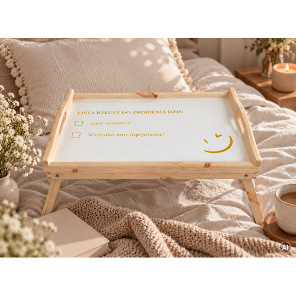 Personalizowana tacka śniadaniowa do łóżka z nadrukiem UV 51x32x24 cm