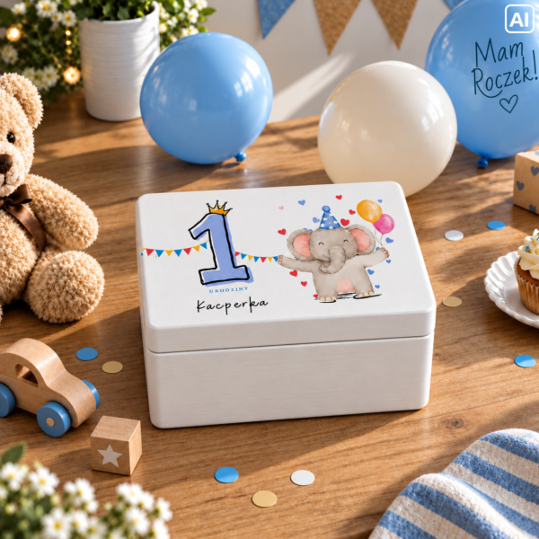 Personalizowana skrzynka dla dziecka na urodziny 30x20x13,5 cm