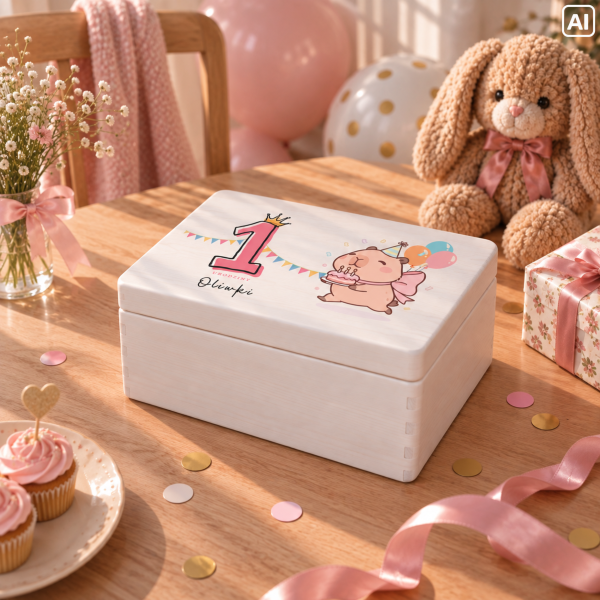 Personalizowana skrzynka dla dziecka na urodziny 30x20x13,5 cm
