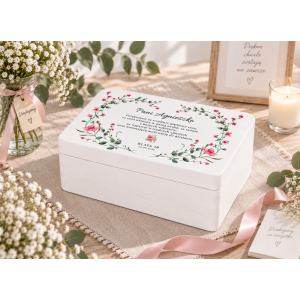 Personalizowane pudełko na Dzień Nauczyciela z nadrukiem UV 30x20x13,5 cm - białe