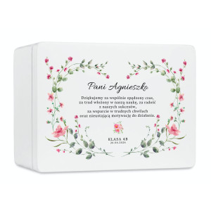 Personalizowane pudełko na Dzień Nauczyciela z nadrukiem UV 30x20x13,5 cm - białe