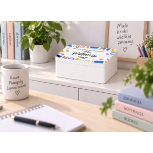 Personalizowane pudełko na Dzień Nauczyciela z nadrukiem UV 30x20x13,5 cm - białe