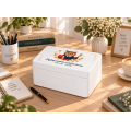 Personalizowane pudełko na Dzień Nauczyciela z nadrukiem UV 30x20x13,5 cm - białe