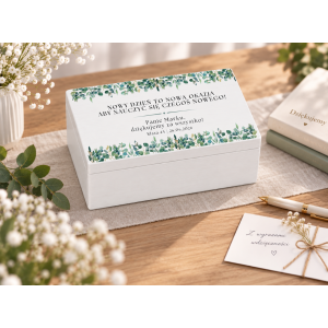 Personalizowane pudełko na Dzień Nauczyciela z nadrukiem UV 30x20x13,5 cm - białe