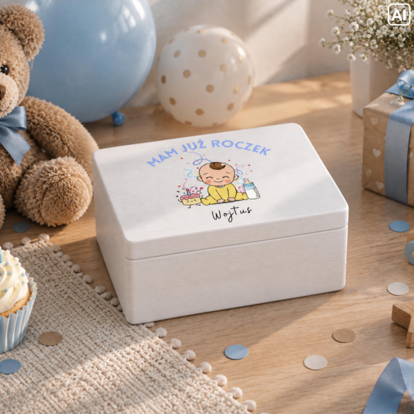 Personalizowana skrzynka dla dziecka na urodziny 30x20x13,5 cm
