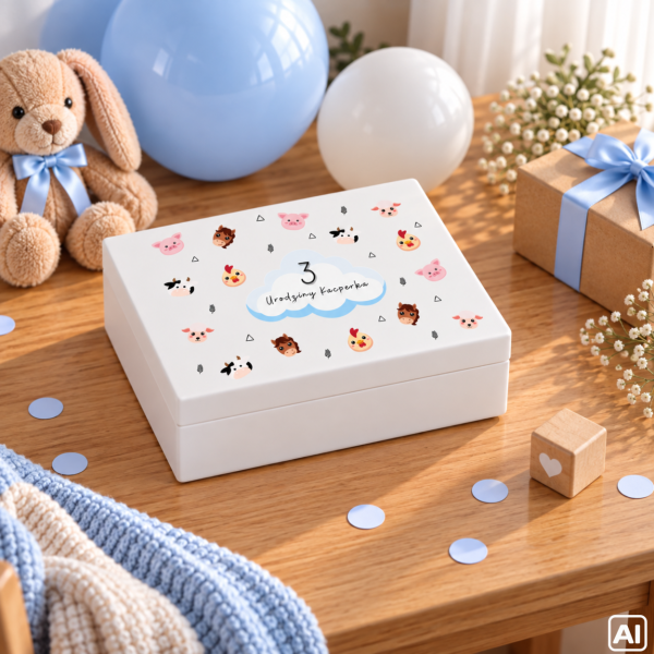 Personalizowana skrzynka dla dziecka na urodziny 40x30x13,5 cm