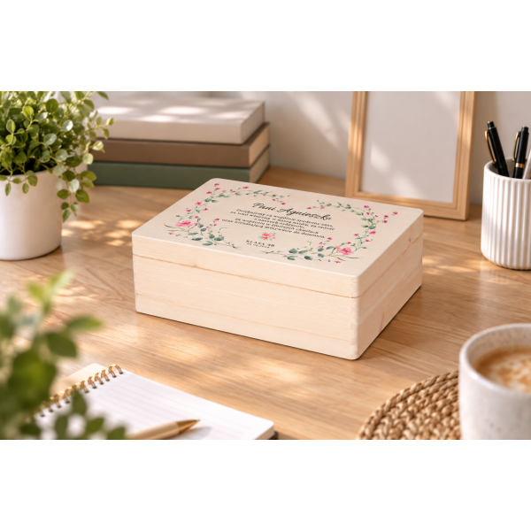 Personalizowane pudełko na Dzień Nauczyciela z nadrukiem UV 40x30x13,5 cm - naturalne