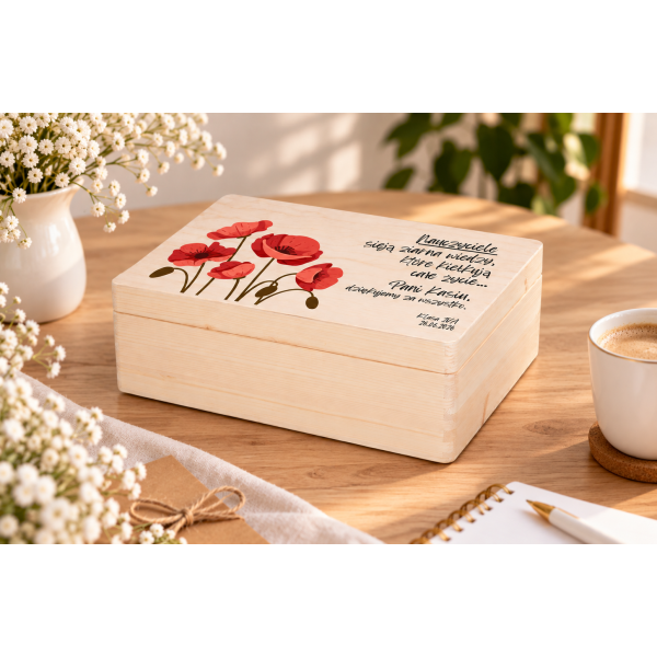 Personalizowane pudełko na Dzień Nauczyciela z nadrukiem UV 40x30x13,5 cm - naturalne
