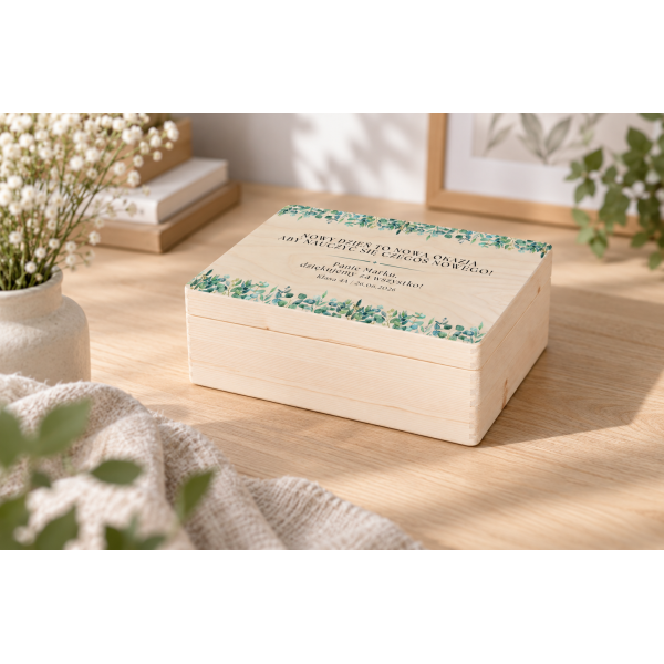 Personalizowane pudełko na Dzień Nauczyciela z nadrukiem UV 40x30x13,5 cm - naturalne