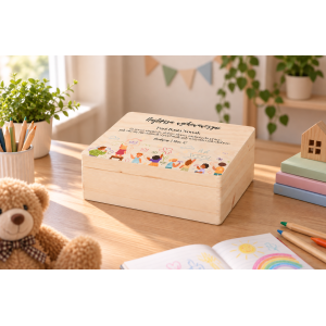 Personalizowane pudełko na Dzień Nauczyciela z nadrukiem UV 40x30x13,5 cm - naturalne