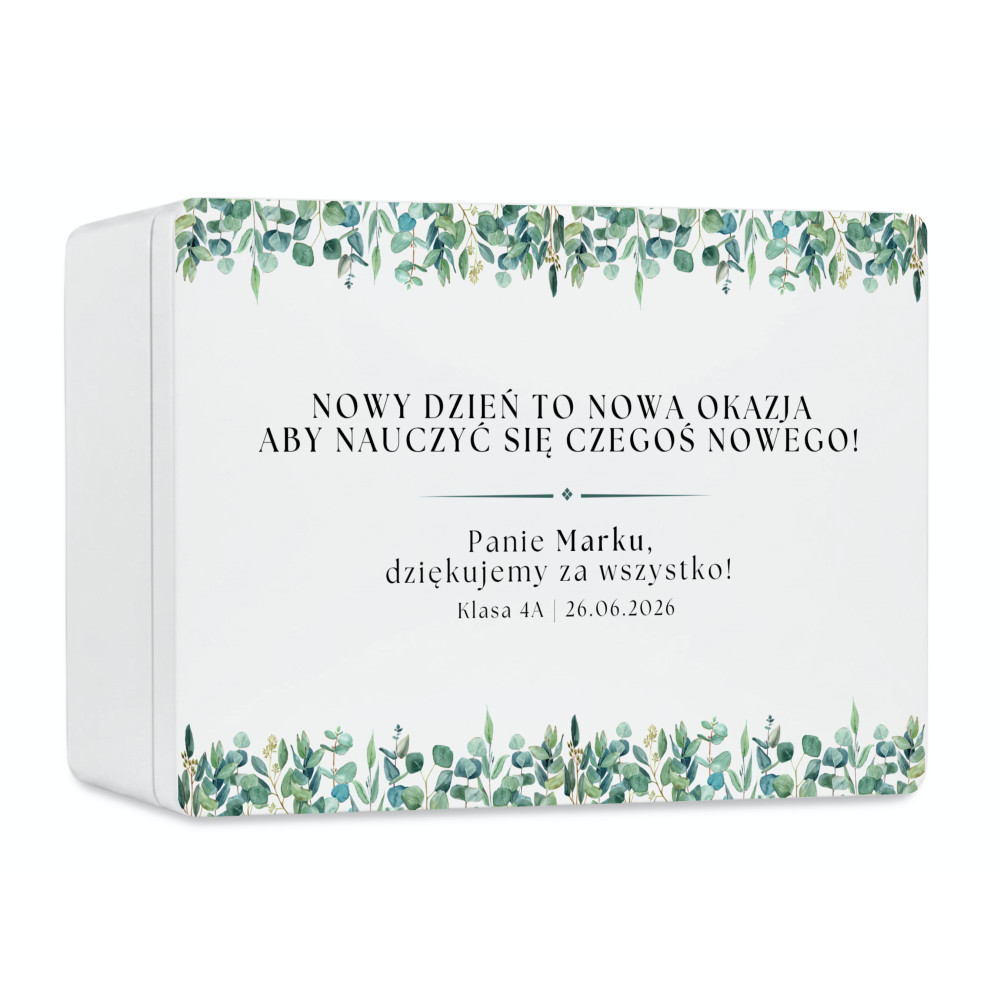Personalizowane pudełko na Dzień Nauczyciela z nadrukiem UV 40x30x13,5 cm - biała