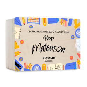 Personalizowane pudełko na Dzień Nauczyciela z nadrukiem UV 40x30x23 cm - naturalny