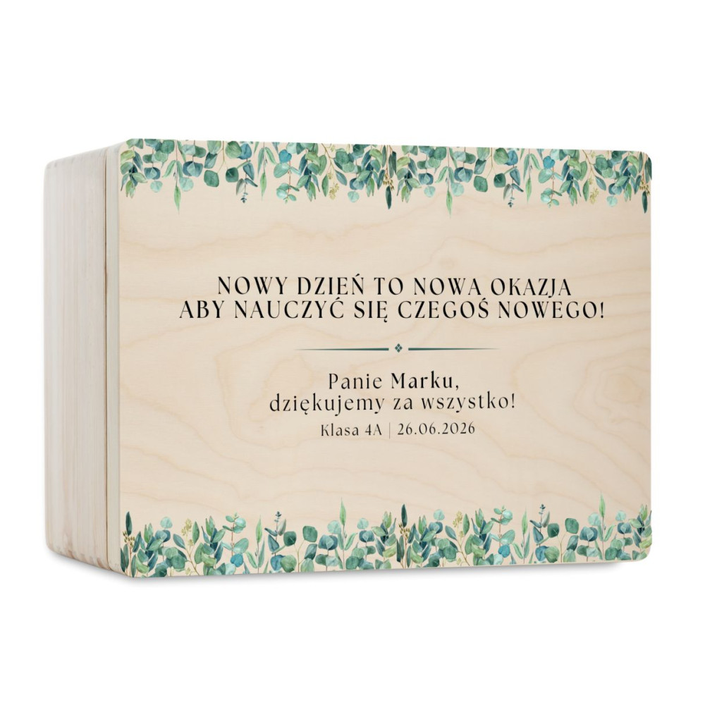 Personalizowane pudełko na Dzień Nauczyciela z nadrukiem UV 40x30x23 cm - naturalny