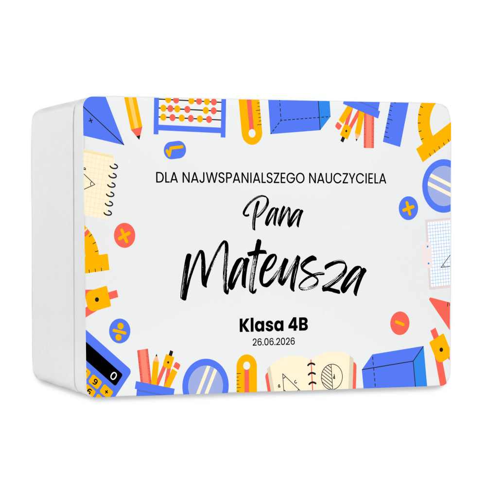 Personalizowane pudełko na Dzień Nauczyciela z nadrukiem UV 40x30x23 cm - biały