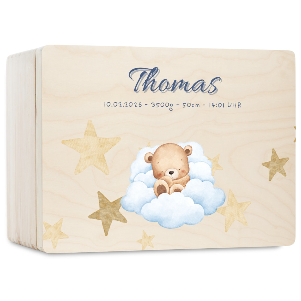 Personalizowane pudełko wspomnień dla dziecka 30x20x13,5 cm bez uchwytów– nadruk UV
