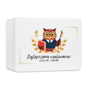 Personalizowane pudełko na Dzień Nauczyciela z nadrukiem UV 40x30x23 cm - biały