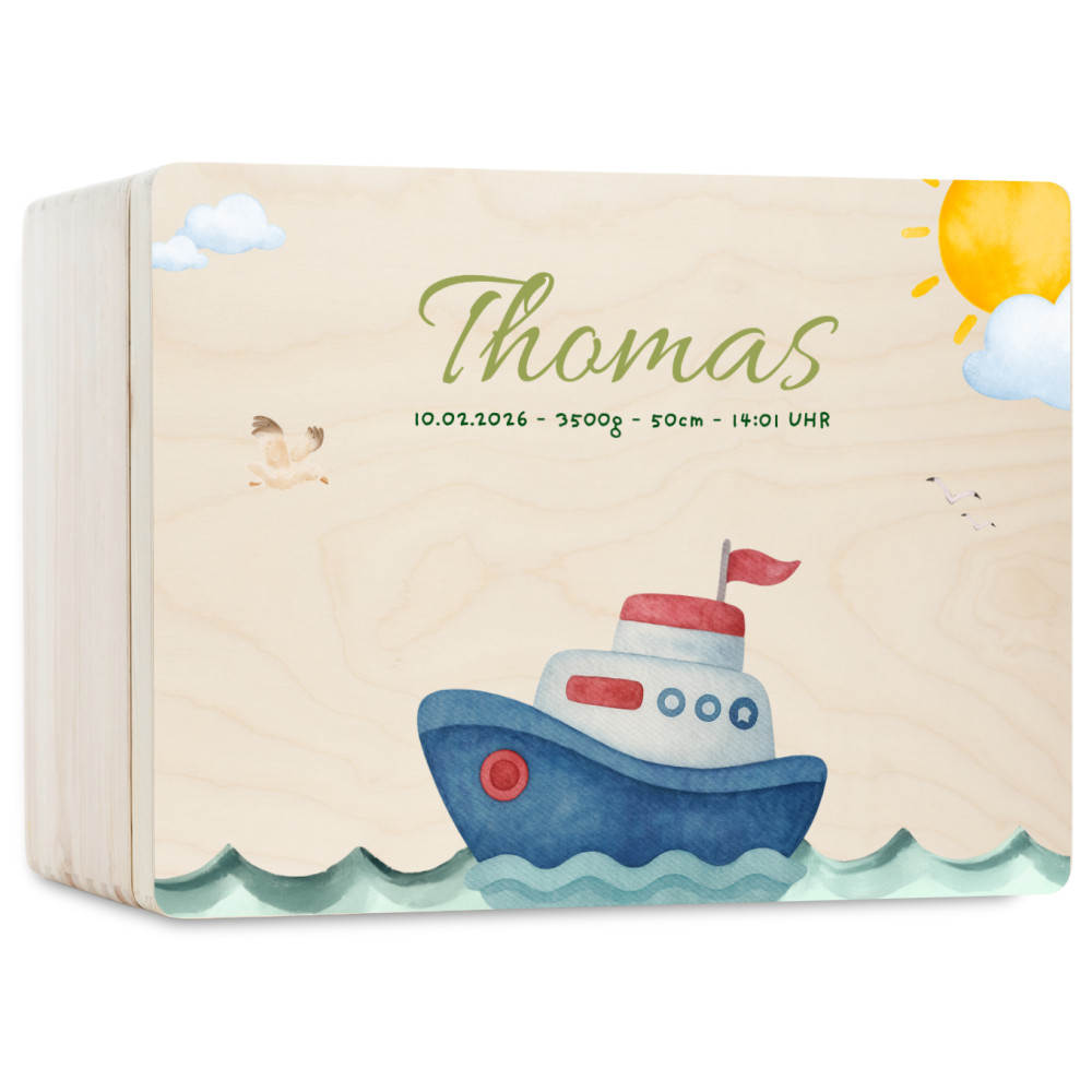 Personalizowane pudełko wspomnień dla dziecka 30x20x13,5 cm bez uchwytów– nadruk UV