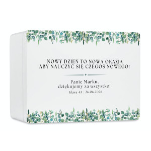 Personalizowane pudełko na Dzień Nauczyciela z nadrukiem UV 40x30x23 cm - biały
