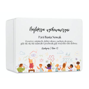 Personalizowane pudełko na Dzień Nauczyciela z nadrukiem UV 40x30x23 cm - biały