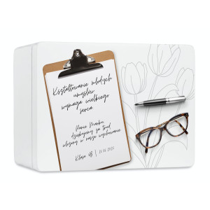 Personalizowane pudełko na Dzień Nauczyciela z nadrukiem UV 40x30x23 cm - biały