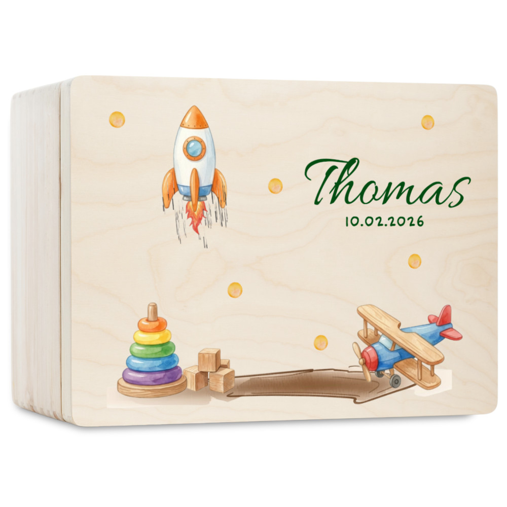 Personalizowane pudełko wspomnień dla dziecka 40x30x13,5 cm – nadruk UV