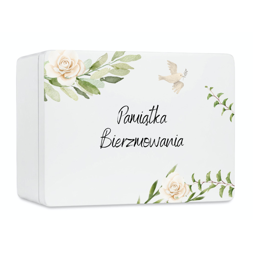 Personalizowane pudełko prezentowe na Bierzmowanie 30x20x13,5 cm białe