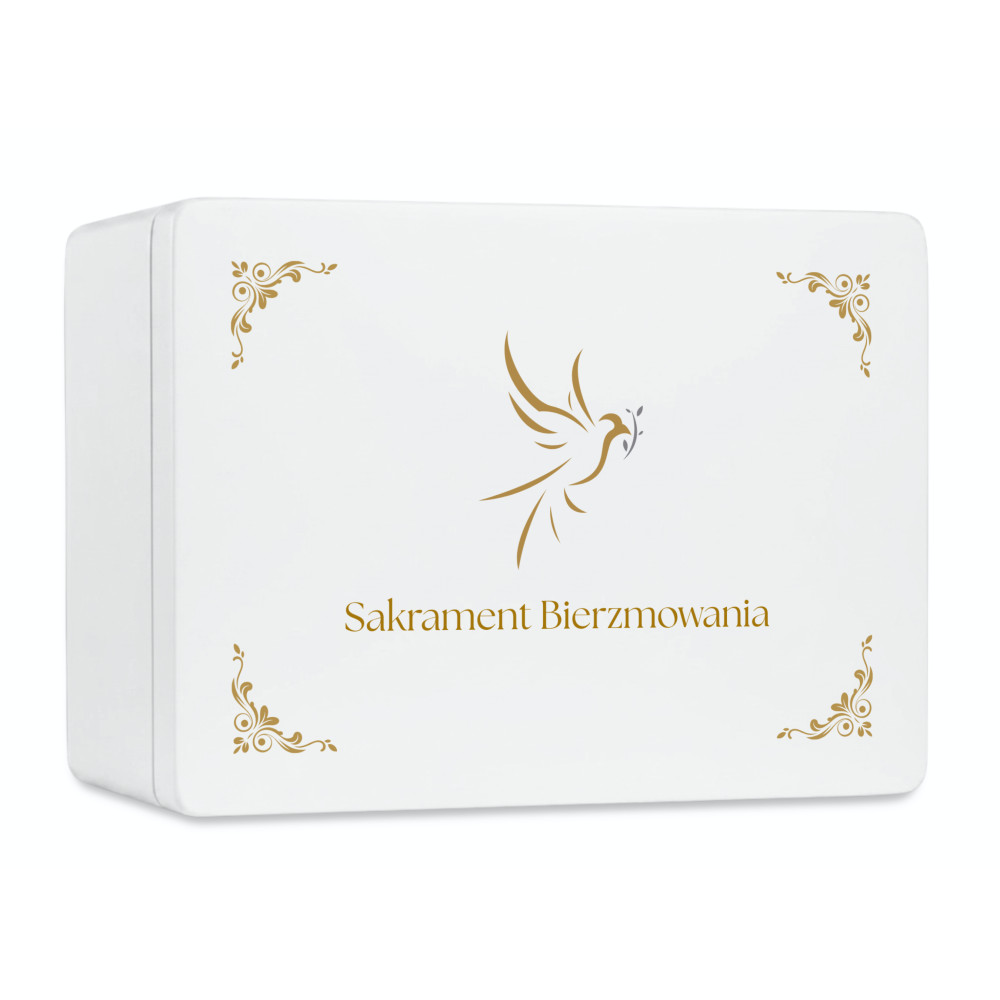 Personalizowane pudełko prezentowe na Bierzmowanie 30x20x13,5 cm białe