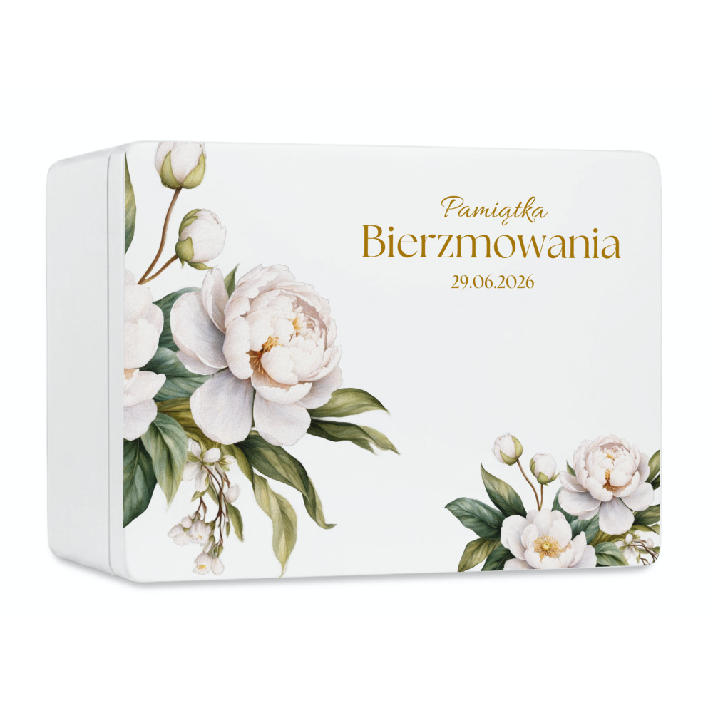 Personalizowane pudełko prezentowe na Bierzmowanie 40x30x23 cm białe