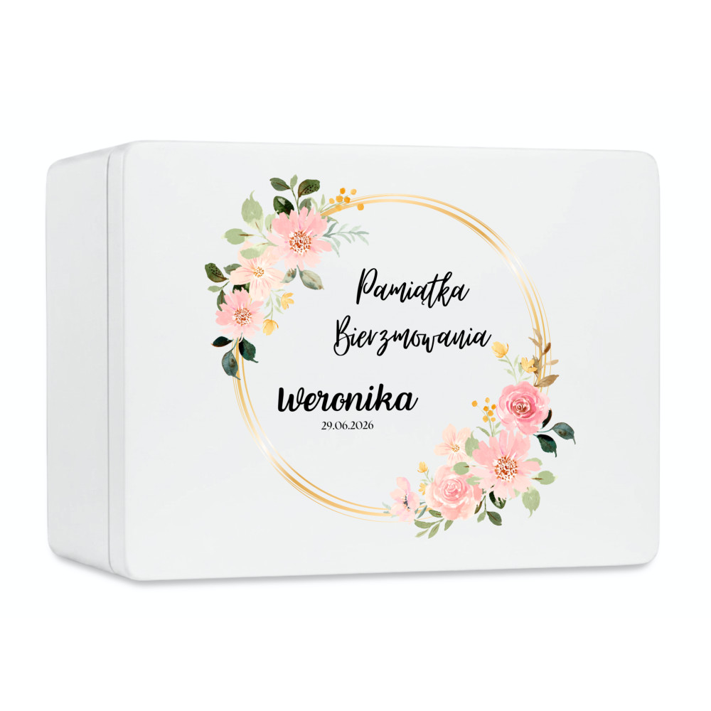 Personalizowane pudełko prezentowe na Bierzmowanie 40x30x23 cm białe