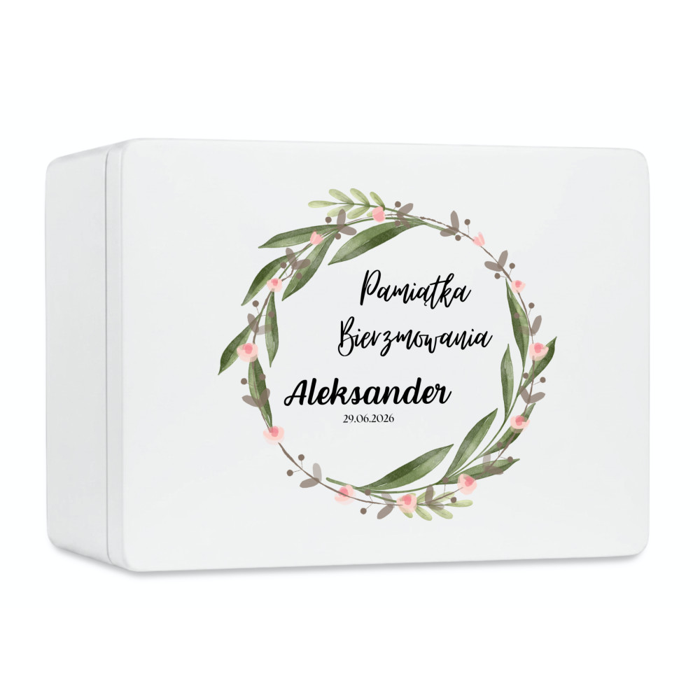Personalizowane pudełko prezentowe na Bierzmowanie 40x30x23 cm białe