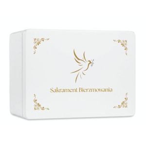 Personalizowane pudełko prezentowe na Bierzmowanie 40x30x23 cm białe